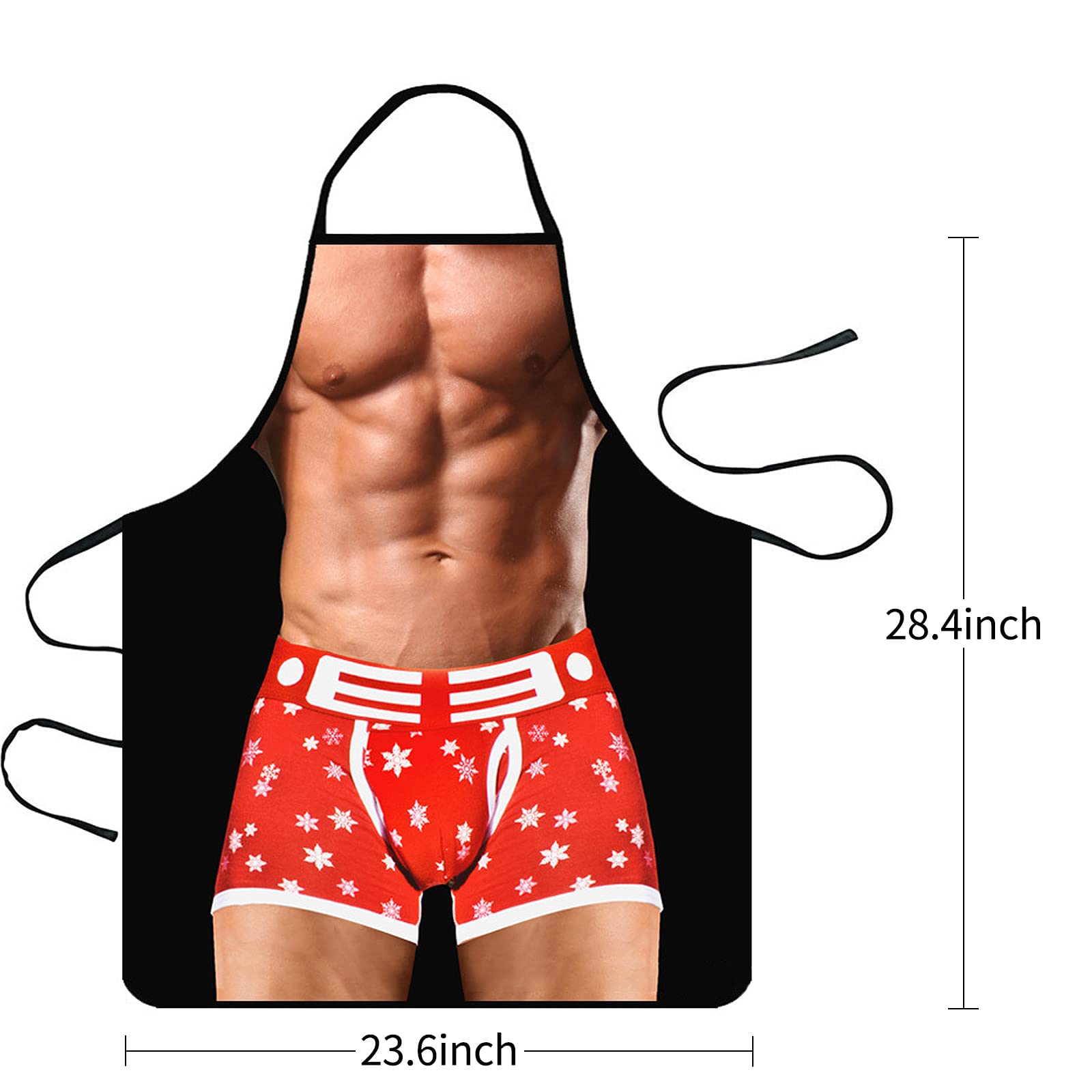 BBQ Funny Cooking Apron for Men, Women, Chef Cooking Aprons Picnic Birthday Gift for Dad, Mom, Friends (Black - Muscle Men 2)