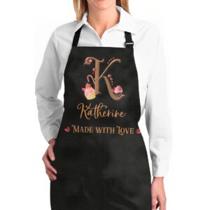 winorax custom apron with monogram personalized cake initial name aprons baking grilling cooking women chef girls kids gifts
