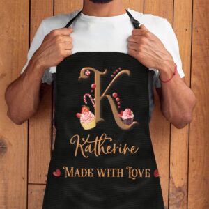 winorax Custom Apron With Monogram Personalized Cake Initial Name Aprons Baking Grilling Cooking Women Chef Girls Kids Gifts