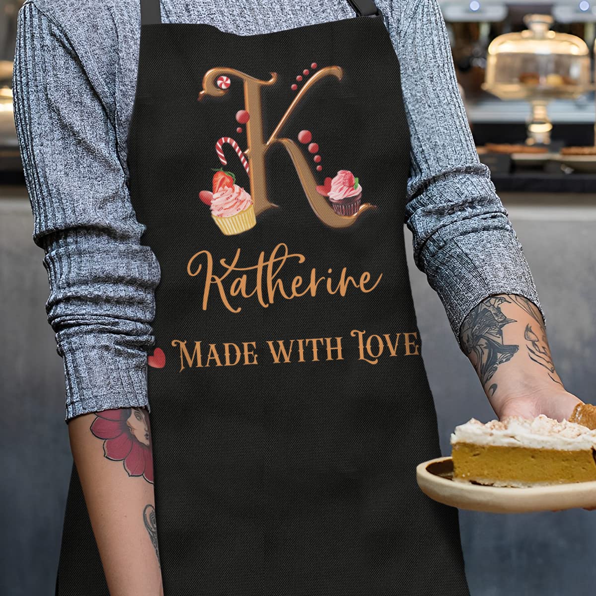 winorax Custom Apron With Monogram Personalized Cake Initial Name Aprons Baking Grilling Cooking Women Chef Girls Kids Gifts