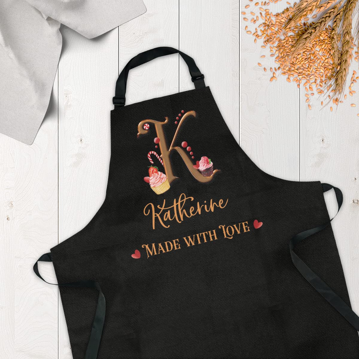 winorax Custom Apron With Monogram Personalized Cake Initial Name Aprons Baking Grilling Cooking Women Chef Girls Kids Gifts