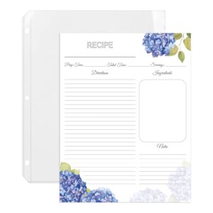 lubudingjoy premium recipe paper for 8.5" x 11" recipe binders, brilliant design letter-size recipe card sheets 30 count and plastic sleeves