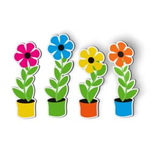 ak wall art flowers in pots cute set of 4 - magnets - flexible waterproof - fridge locker - select size