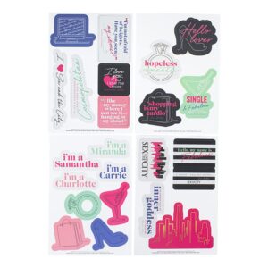 sex and the city fridge magnets, 23 cute magnets featuring the popular romantic comedies tv series, licensed sex and the city merchandise with quotes from carrie, samantha, charlotte, and miranda