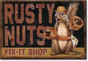 desperate enterprises rusty nuts garage refrigerator magnet - funny magnets for office, home & school - made in the usa