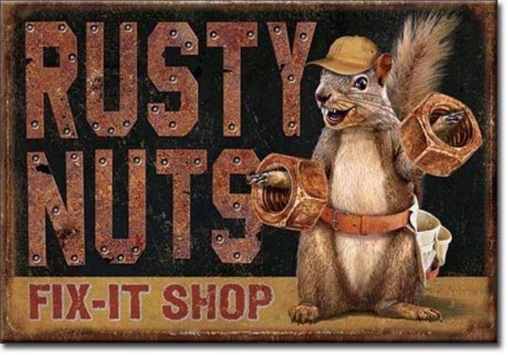 Desperate Enterprises Rusty Nuts Garage Refrigerator Magnet - Funny Magnets for Office, Home & School - Made in The USA