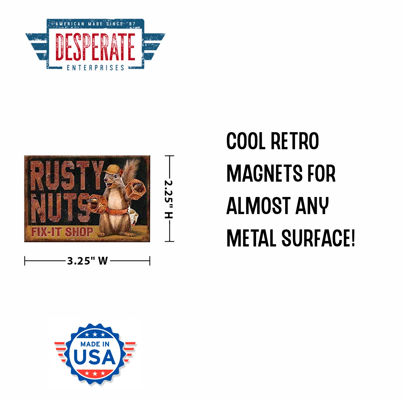 Desperate Enterprises Rusty Nuts Garage Refrigerator Magnet - Funny Magnets for Office, Home & School - Made in The USA