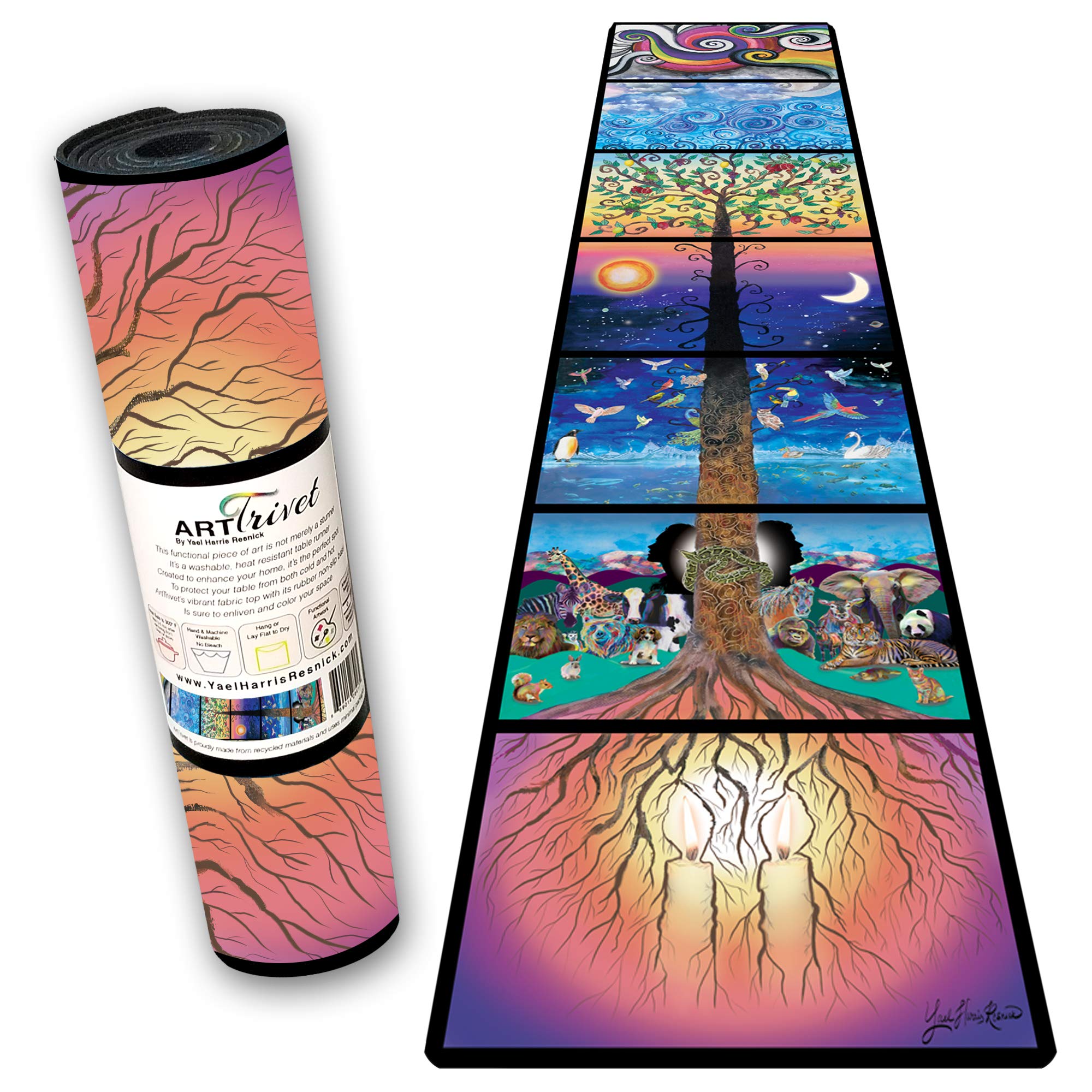 Creation ArtTrivet Heat-Resistant Table Runner and Trivet - Fabric top and Non-Slip Rubber Base (12"x48")