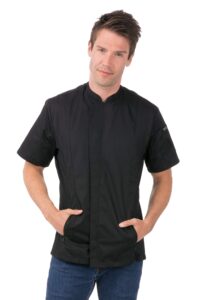 chef works men's bristol signature series chef coat, black, large