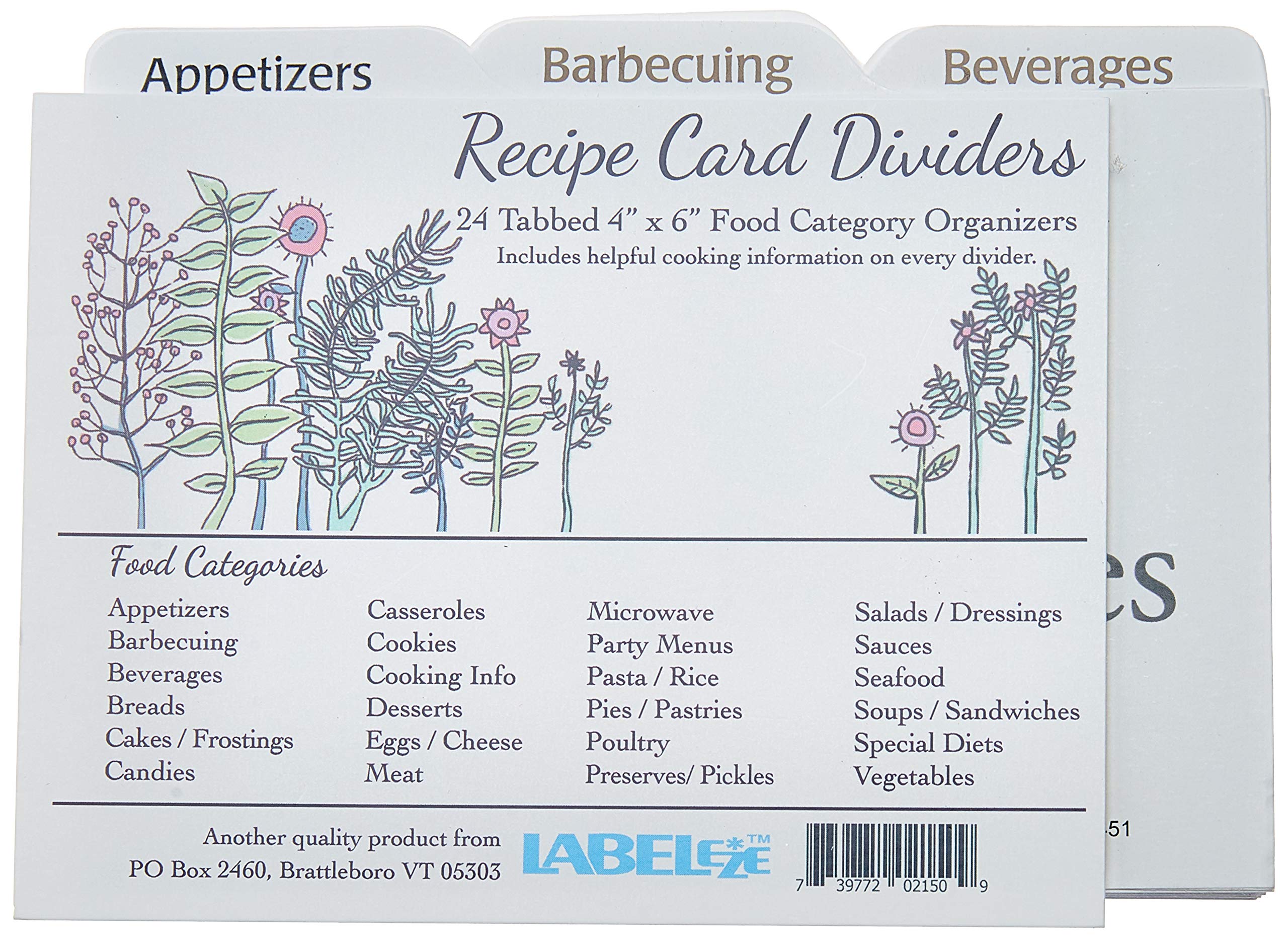 Labeleze 4-by-6-Inch Recipe Card Divider Set