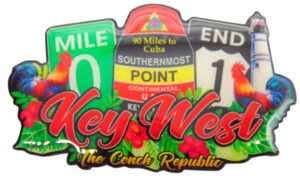 key west florida magnet conch republic souvenir vacation memory fridge décor with southernmost point and mile 0, 3 1/2 inch long