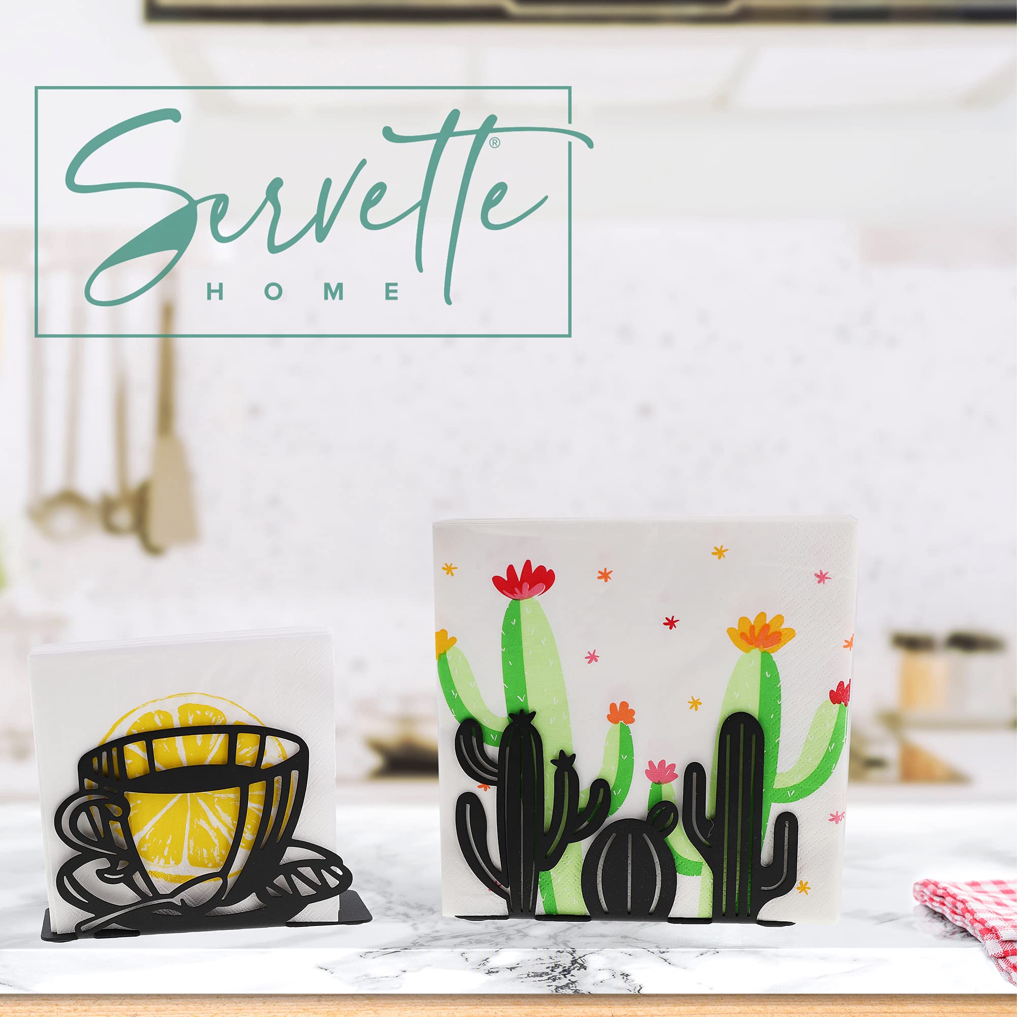 Napkin Holders for Tables Black Metal Cactus Design