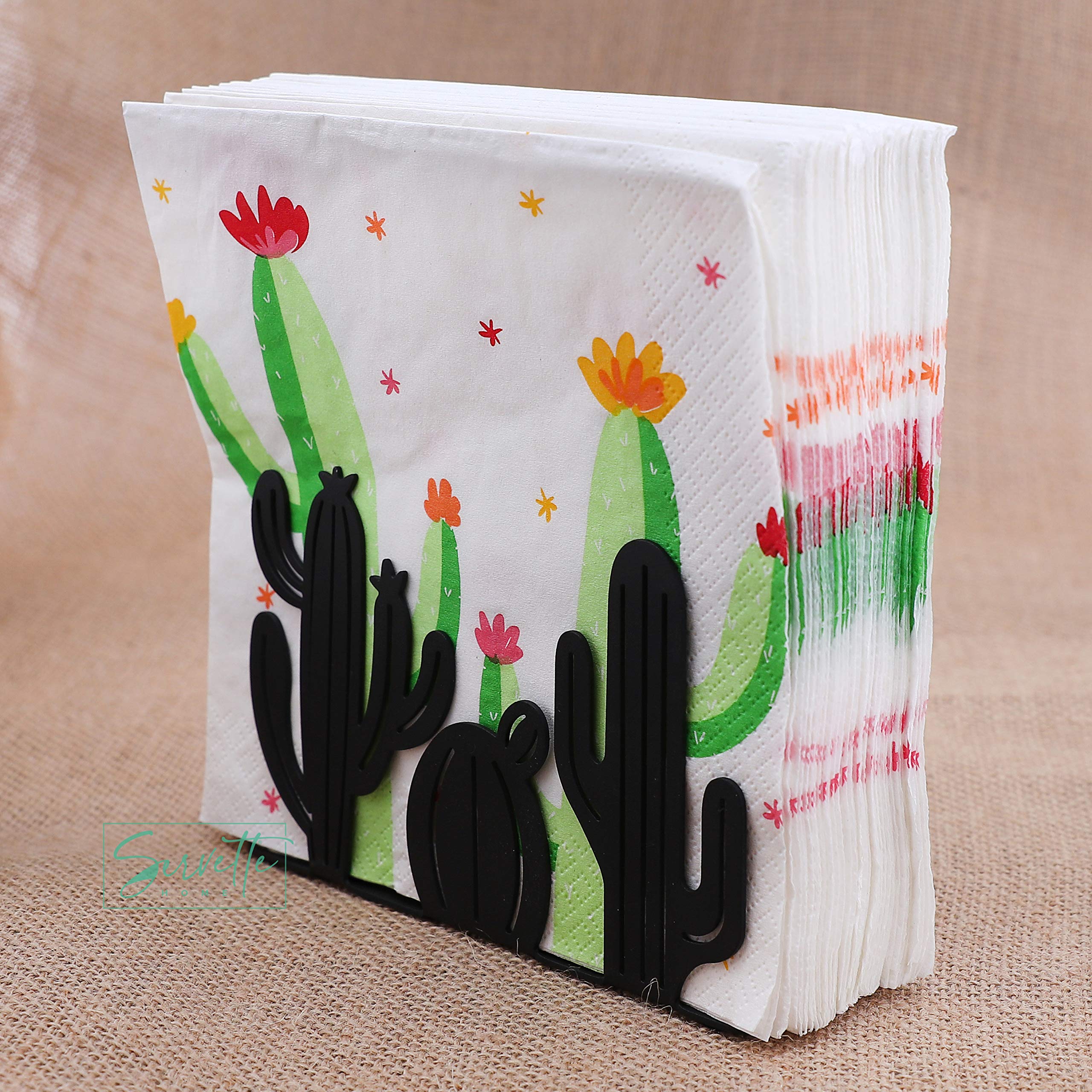 Napkin Holders for Tables Black Metal Cactus Design