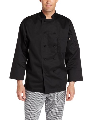 Dickies Men's Francesco Classic Chef Coat, Black, Large