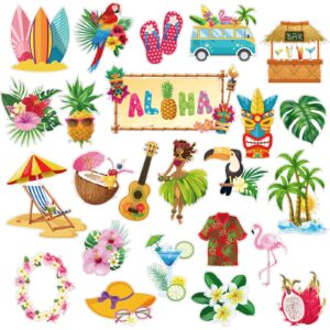 24 pcs hawaii cruise door decorations magnetic tropical luau car magnets flamingos palm tree fridge magnets for toddlers door magnets tiki garland magnet stickers for car(hawaii)