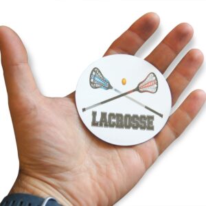 Novel Merk Lacrosse Refrigerator Magnets, Circle with Ball, Crosse Sticks, & Text for Gifts, Decor, Party Favors, & Prizes (10), Black White Red Blue, (jsfdj334)