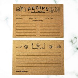 RXBC2011 Recipe Cards Kraft Blank Double-Sided Family Recipes for Wedding Bridal Shower 4 x 6 Inches (Pack of 50)