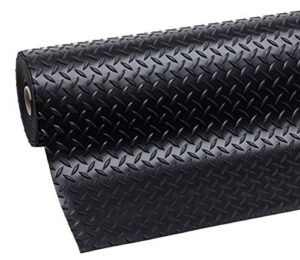 american floor mats - diamond plate runner mats - durable, abrasion resistant vinyl mats, rolls grey 3/16" thick x 2' x 10'