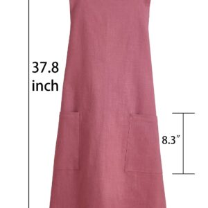 Tobyan Soft Cotton Linen Apron for Women - Non-tie Cross Back Apron with Pockets, Great for Florist and Kitchen (Wine Red)