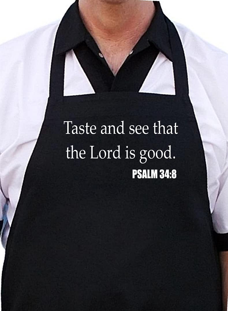 Christian Kitchen Aprons The Lord Is Good, Black, One Size Fits Most