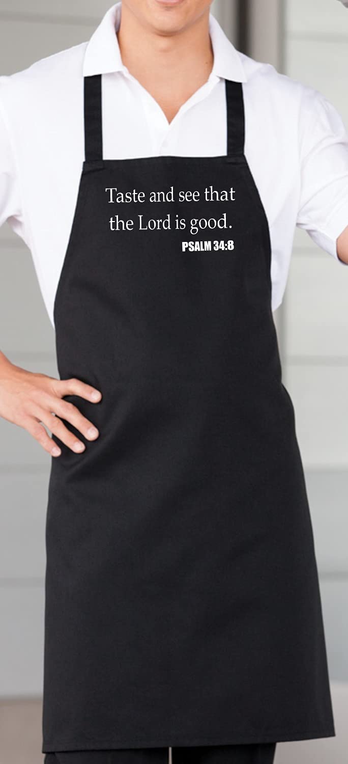 Christian Kitchen Aprons The Lord Is Good, Black, One Size Fits Most