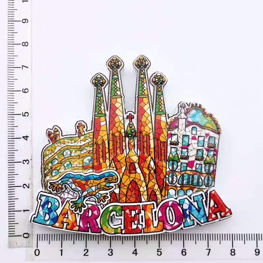 3D Sagrada Familia Barcelona Spain Refrigerator Fridge Magnet Tourist Souvenirs Handmade Magnetic Stickers Home Kitchen Decoration Travel Gift