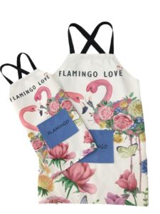 aprons mother daughter matching animal pink flamingo print cotton blend cute lovely kitchen mommy and me for women and kids children