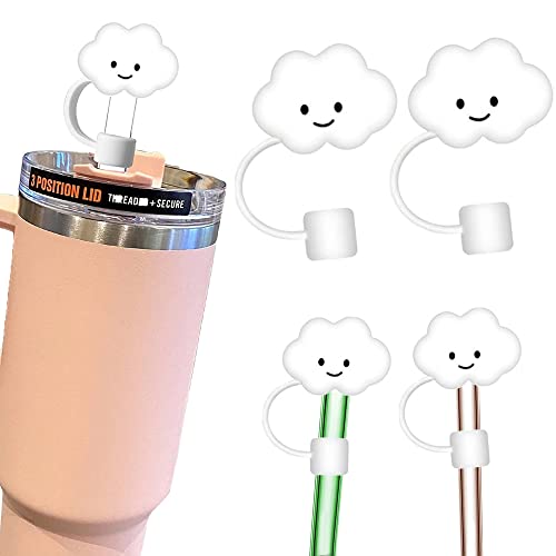 GOWXS Cloud Straw Tips Cover Food Grade Silicone Straw Tip Reusable Drinking Straw Covers Plugs, Lids Adorable Dust-Proof Straw Plugs for 6-8 mm Straws,Anti-dust (no inclue straw 2 pcs)