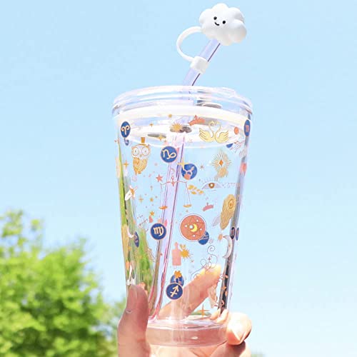 GOWXS Cloud Straw Tips Cover Food Grade Silicone Straw Tip Reusable Drinking Straw Covers Plugs, Lids Adorable Dust-Proof Straw Plugs for 6-8 mm Straws,Anti-dust (no inclue straw 2 pcs)