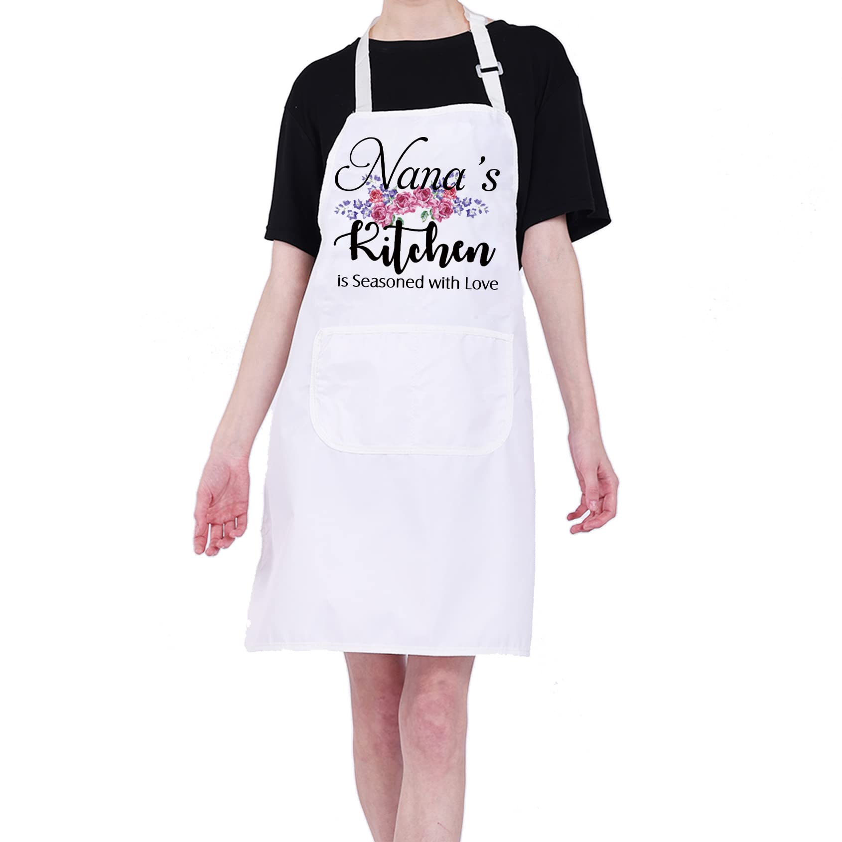 PXTIDY Grandma Kitchen Apron Nana Gift Nana's Kitchen is Seasoned with Love Funny Aprons for Grandma Housewarming Gift