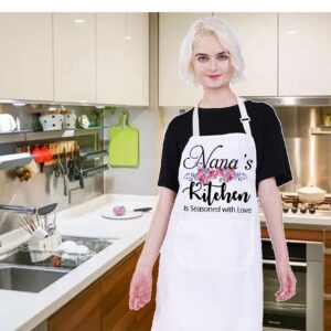 PXTIDY Grandma Kitchen Apron Nana Gift Nana's Kitchen is Seasoned with Love Funny Aprons for Grandma Housewarming Gift