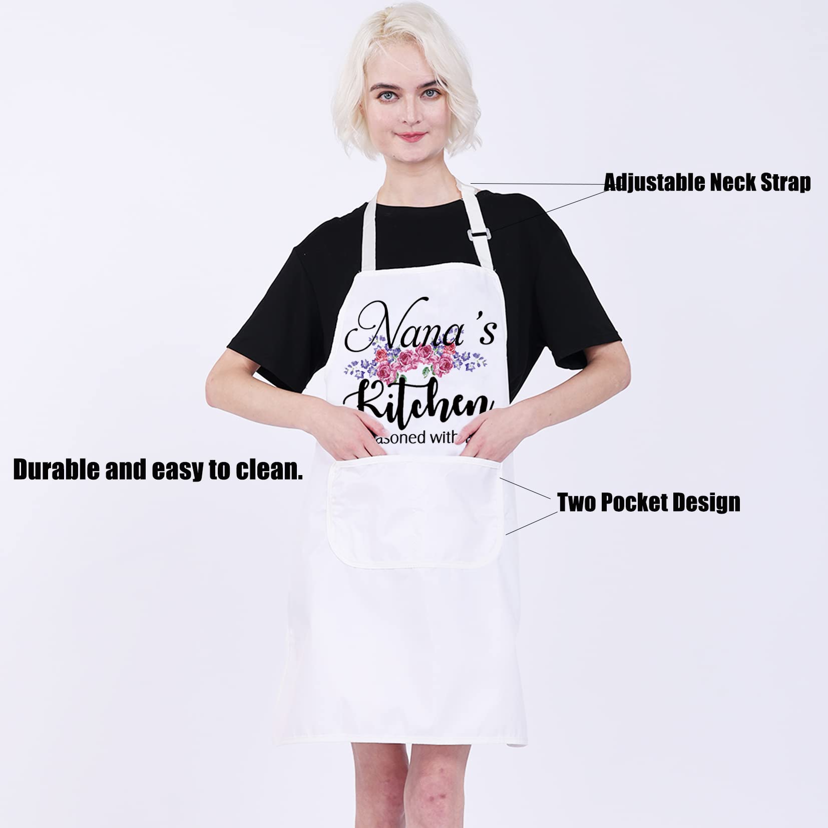 PXTIDY Grandma Kitchen Apron Nana Gift Nana's Kitchen is Seasoned with Love Funny Aprons for Grandma Housewarming Gift