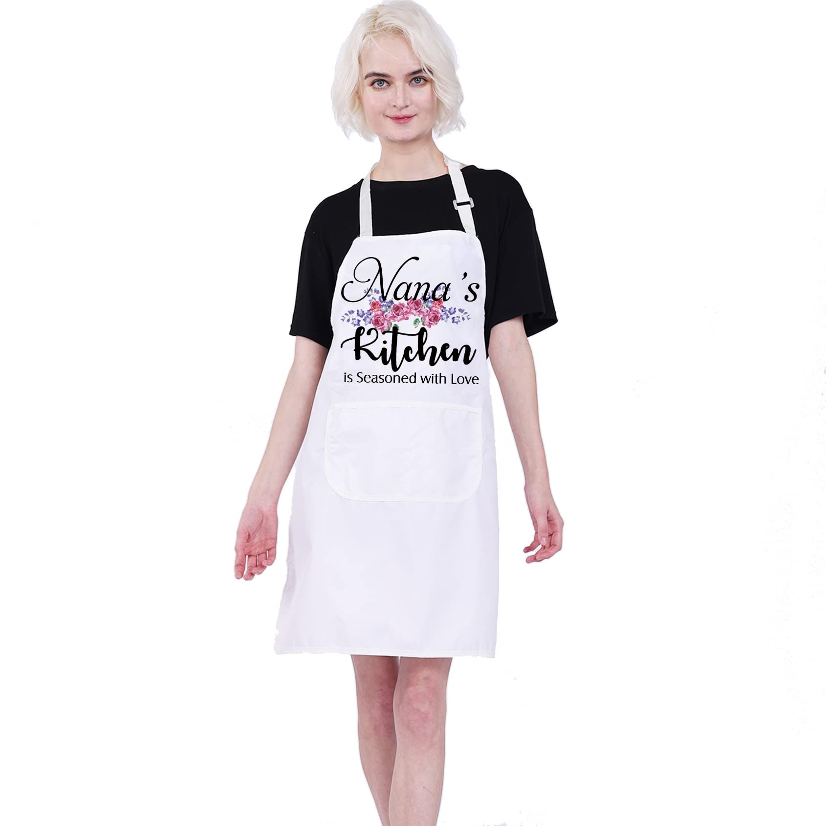 PXTIDY Grandma Kitchen Apron Nana Gift Nana's Kitchen is Seasoned with Love Funny Aprons for Grandma Housewarming Gift