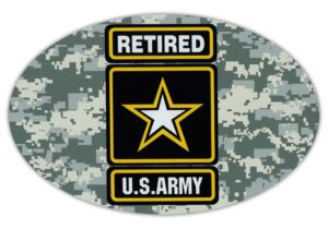 oval shaped car/refrigerator magnet - us army retired - support our military troops