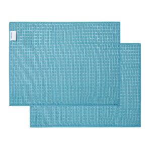 cannon thomas 288 filament, 100% polyester microfiber front and mesh back reversible dish drying mat (15"l x 20"w) for home, office and restaurants, highly durable, quick drying (2 pack, blue)…
