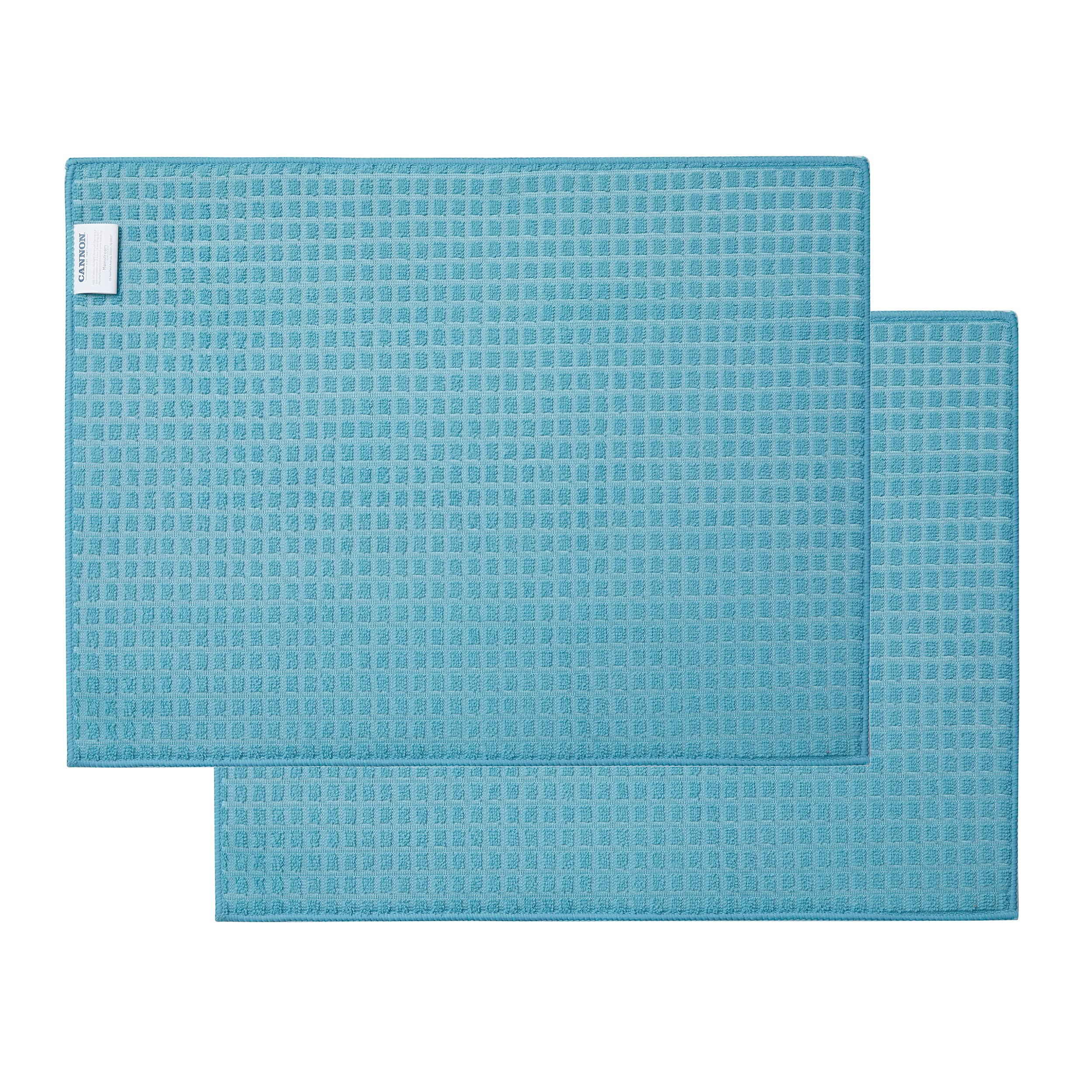 Cannon Thomas 288 Filament, 100% Polyester Microfiber Front and Mesh Back Reversible Dish Drying Mat (15"L x 20"W) for Home, Office and Restaurants, Highly Durable, Quick Drying (2 Pack, Blue)…