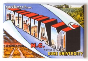 greetings from durham north carolina fridge magnet (1.75 x 2.75 inches)
