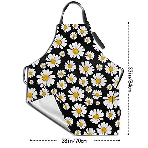 Jpnvxie Daisy Kitchen BBQ Bib Apron Waterproof and Oil Proof Great for Men Women Adult Adjustable Bib Aprons with 2 Pockets