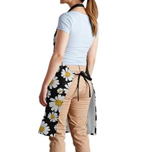 Jpnvxie Daisy Kitchen BBQ Bib Apron Waterproof and Oil Proof Great for Men Women Adult Adjustable Bib Aprons with 2 Pockets