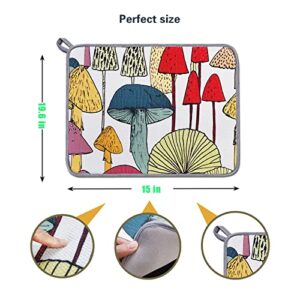 Mushroom Dish Drying Mats for Kitchen Counter 2 Pack, Dish Drying Pad Absorbent Microfiber Dishes Drainer Mats (mushroom drying mat)