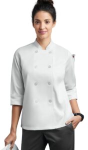 on the line by chefuniforms.com women's 1-pocket 3/4 sleeve chef coat (white, s)