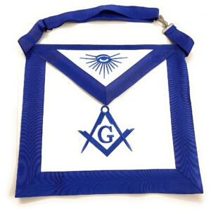 14Stars Masonic Regalia Past Master Mason Blue Lodge Apron Square Chain Collar and Compass Gloves with Lightweight Masonic Regalia Soft CaseApron Holder Set, White and Blue, One Size