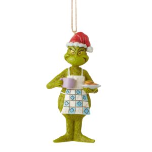 enesco jim shore dr. seuss the grinch in apron with cookies hanging ornament, 5.25 inch, multicolor
