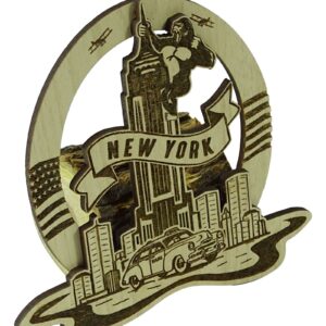 Wood Engraved New York King Kong Fridge Magnet Souvenir Gift