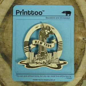 Wood Engraved New York King Kong Fridge Magnet Souvenir Gift