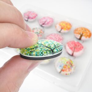 12Pcs Glass Fridge Decorative Magnets - Tree of Life Refrigerator Glass Magnets for Office Whiteboard and Household Cabinet Decoration, Strong Magnetic Power to Perfectly Hold Photos and Documents