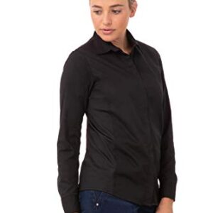 Chef Works Women's Shelby Zip Front Shirt, Black, Small