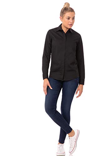 Chef Works Women's Shelby Zip Front Shirt, Black, Small