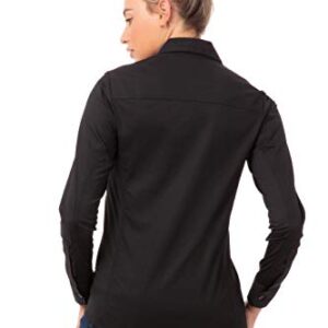 Chef Works Women's Shelby Zip Front Shirt, Black, Small