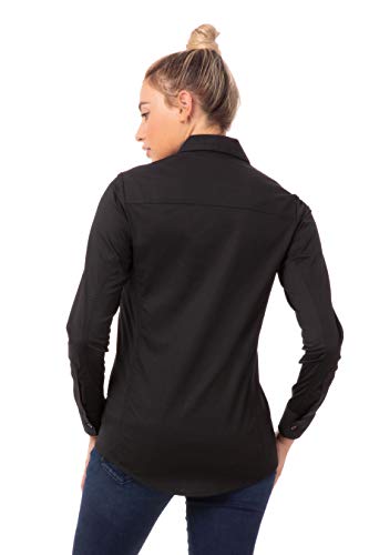 Chef Works Women's Shelby Zip Front Shirt, Black, Small